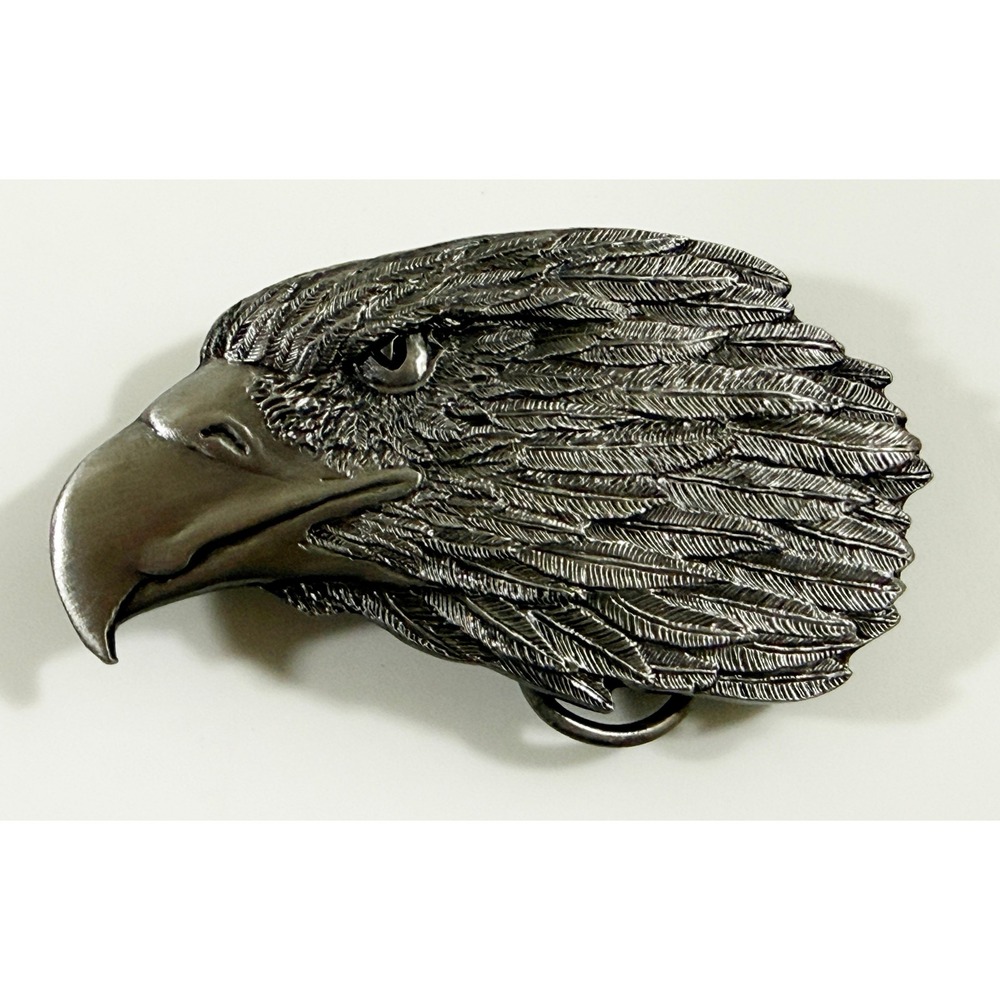 Siskiyou Belt Buckle Mens OS Silver Eagle Head Pewter 1989 Vintage Made in USA